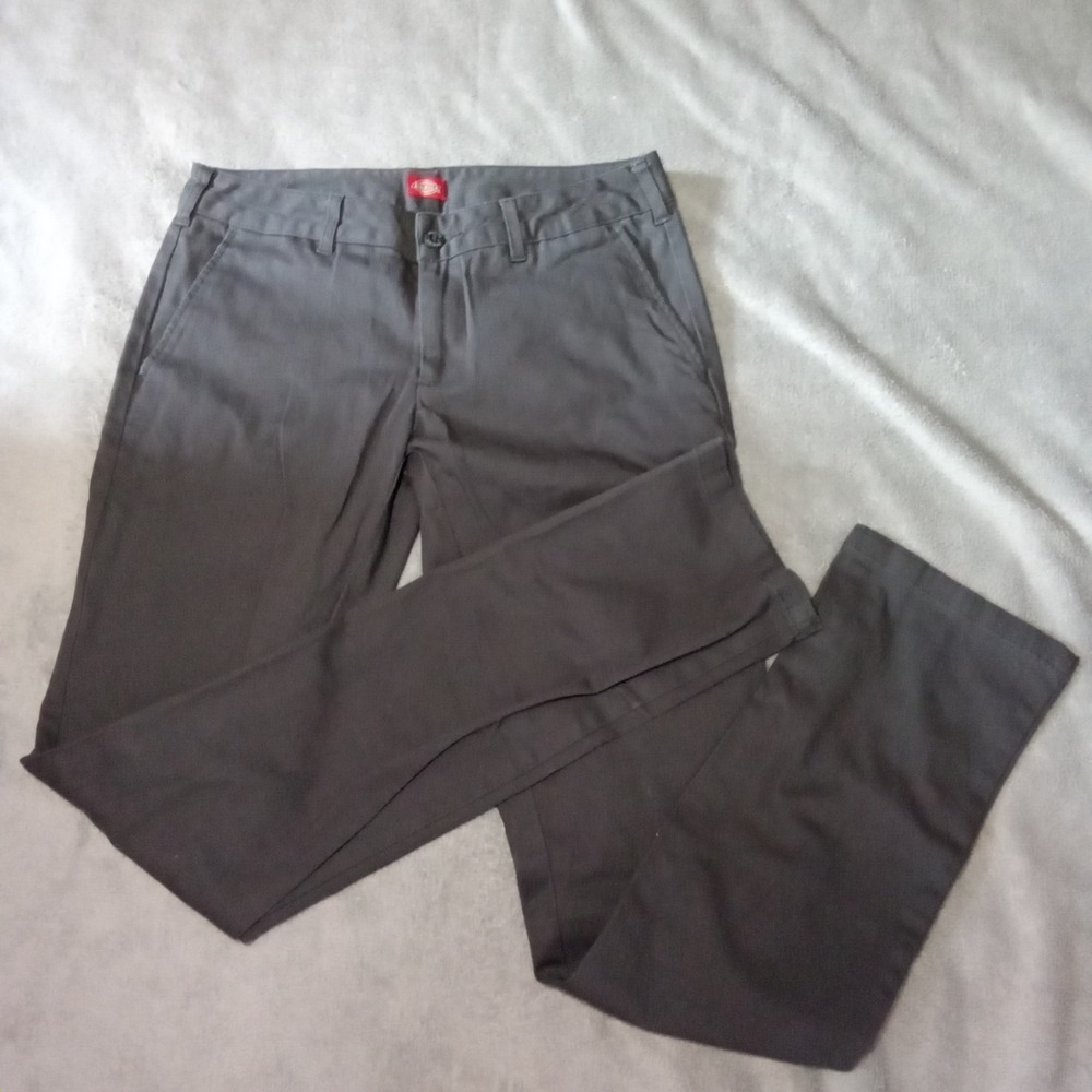 Dickies Womens Size 5 Charcoal Gray Straight Leg Work Pants KP7718CH Stretch